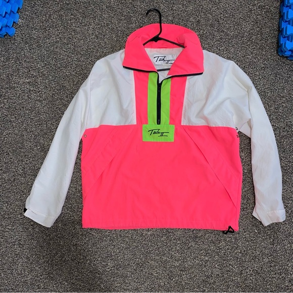 Vintage Windbreaker Jacket Unique Genuine 70s 80s Neon Take II 2 Big Pockets M - Picture 1 of 12